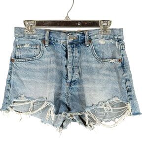 ZARA Women’s‎ 6 Blue Cutoff Distressed Denim Shorts Jean Grunge Edgy Street Punk